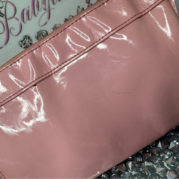 Versace clutch bag parfum zipper handle shiny pink silver logo purse wallet bag - Picture 8 of 10